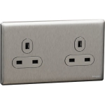 Schneider Electric 施耐德電氣 NUXT426_SS UNICA X 13A 250V~ 雙位插座 (炫星銀)